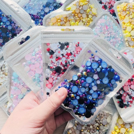 30g mix half pearl resin rhinestone