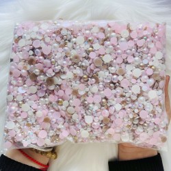 500g mix  half pearl resin rhinestone