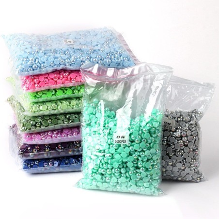 90 Colors  Plastic ABS Flat Back Half Pearl in Bulk