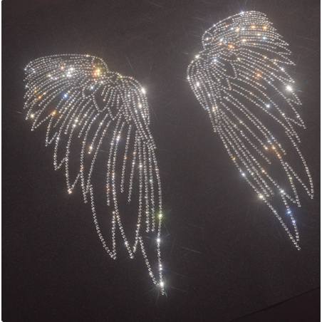 23.8*25.1cm Iron on Transfer Hotfix Rhinestone Transfer Wings