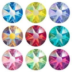 SS20 2088 16 Facets Xirus AB Color Flat Back Glass Rhinestones With Gold Bottom